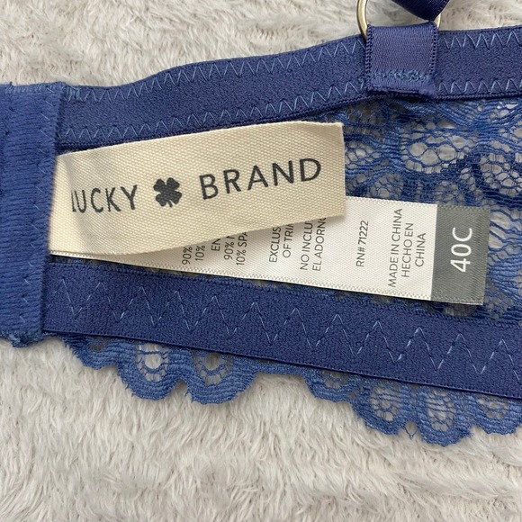 Lucky Brand tshirt Bra 2pk Size 40C Sage Green Navy Blue Floral Lace Back NWT - Picture 7 of 9
